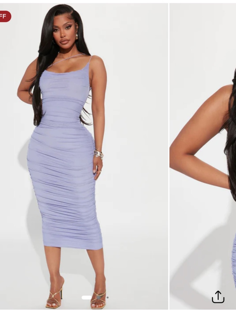 Ruched Mesh Midi Dress - Purple NWT